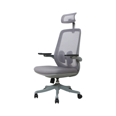Smooth Gas Spring Ergo Swivel Chair Grey High Back Mesh PA6 GF30 Armrest