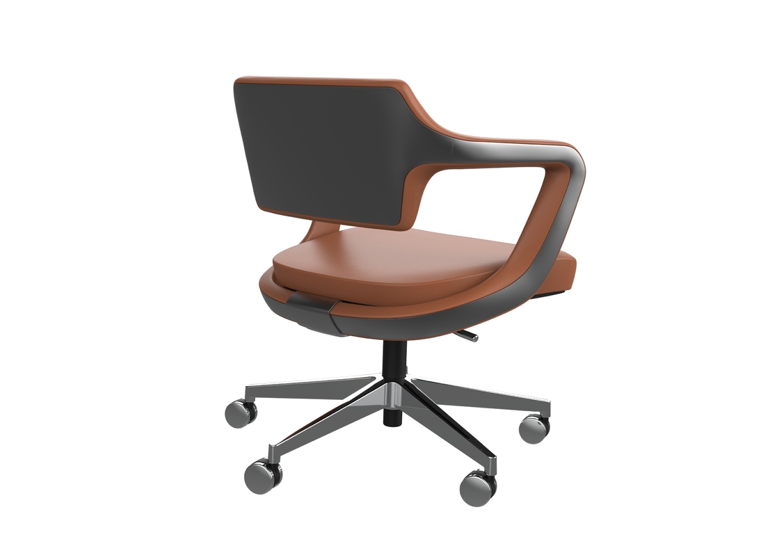 Pink Cream Colour Ergonomic Office Chair With Metal Frame
